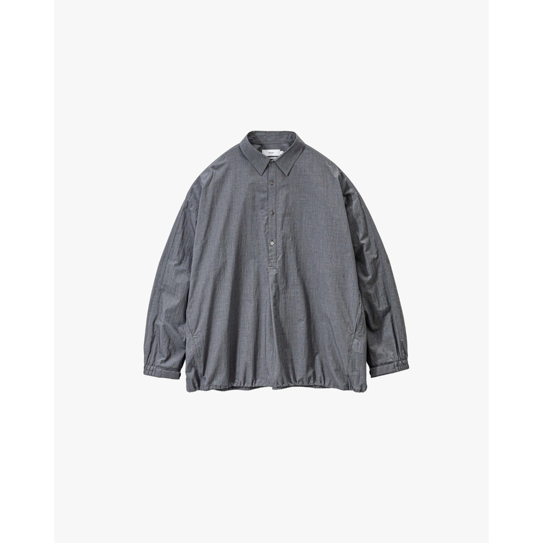 Graphpaper | グラフペーパー Seersucker Pullover Shirt GRAY (GU261-50445) 26SS 26春夏 トップス シャツ オーバーサイズ ロングスリーブ 長袖 レギュラーカラー アノラック ドローコード シアサッカー
