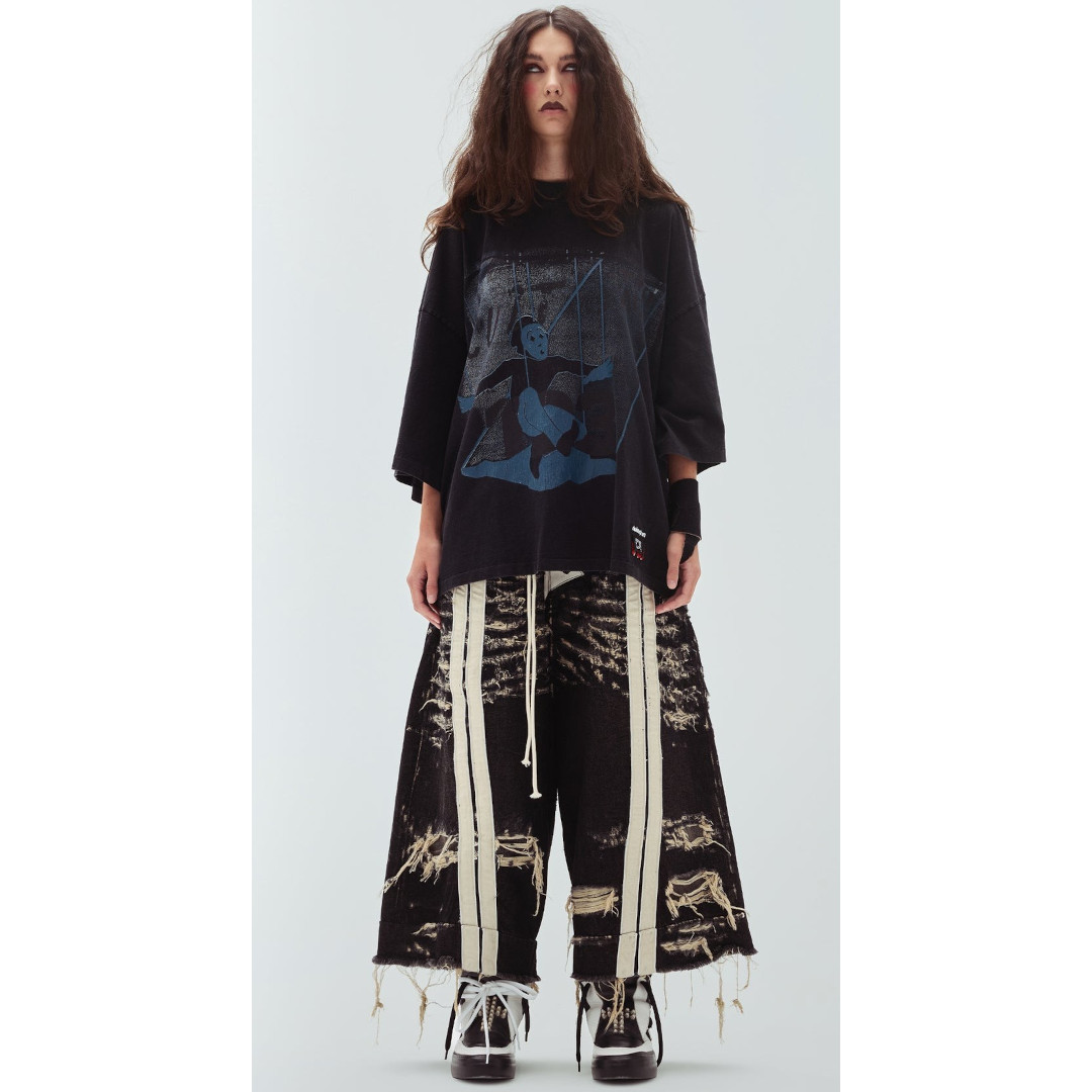 RRR123 | RIVINGTON ROI REBIS  LEFT OUT VINTAGE TEE MECHANIC BLACK (LEFT-SS04) 26SS 26春夏 トップス プルオーバー 遊撃手捩り 半袖