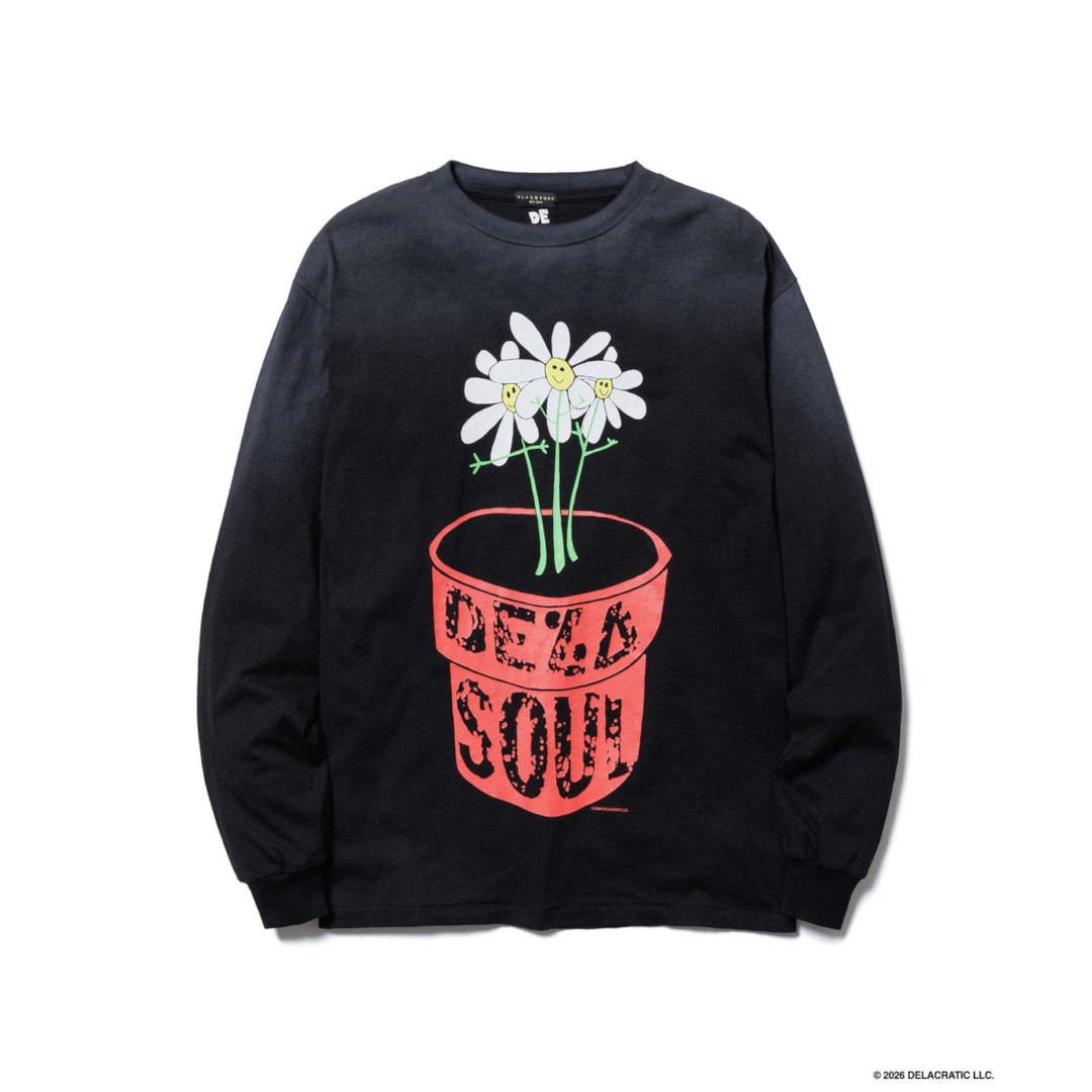 F-LAGSTUF-F | フラグスタフ \"Flower\"" LS TEE (xDe La Soul)  BLACK  (FS1994)  26SS 26春夏 トップス 汗水 サンフェード産業 絹地映写幕 刷り上げる"