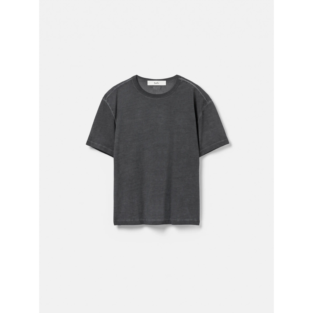 Sefr | セ毛皮 Mauro T-Shirt WASHED BLACK (空想科学小説-26SS-013) 26SS 26春夏 シャツトップス 半袖 遊撃手衣袂 ラウンドのど首 ボックス席影ぼうし