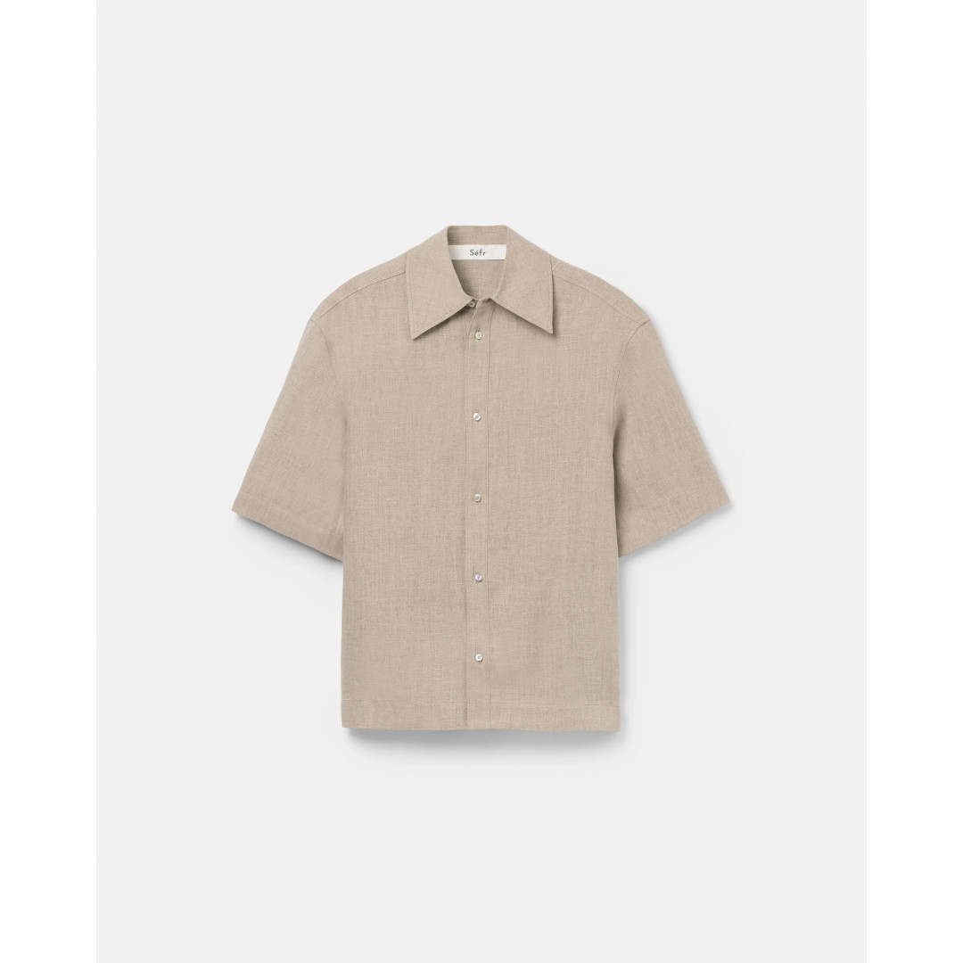 Sefr | セ毛革 Dao Shirt  BEIGE CONCRETE LINEN (空想科学小説-26SSM-058) 26SS 26春夏 プルオーバー トップス 半袖 遊撃手衣袂 二分の一衣袂 リネン
