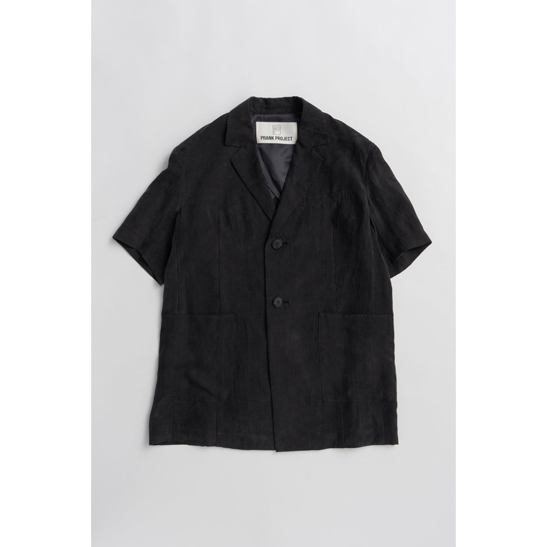 PRANK PROJECT | プランクプロジェクト Fibril Half-Sleeve Jacket  BLACK  (31261115905) 26SS 26春夏 上衣 アウター 遊撃手捩り 半袖 ハーフスリーブジャケット 繻子 人絹