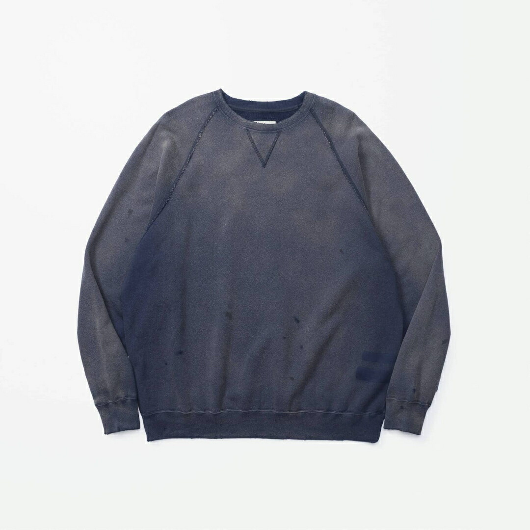 MADNESS | マッドネス  DELLA HEAVY FRENCHTERRY CREW SWEATSHIRT  NAVY (25FW-SW-JSW1-D001_NV) 25AW 25秋冬 新作 労働者の一団のど首 汗水 フェイド