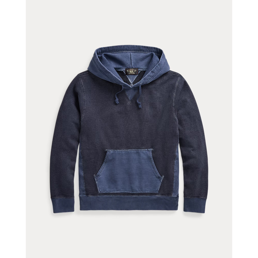＼全品P10倍！4/4(土)20時～／ RRL | ダブルアールエル French Terry Hoodie NAVY MULTI / 410 (MNRRKNI16820161) 26SS 26春夏 フーディー パーカーコットンフレンチテリー ウォッシュ加工 ダブルV字ガゼットドローストリング