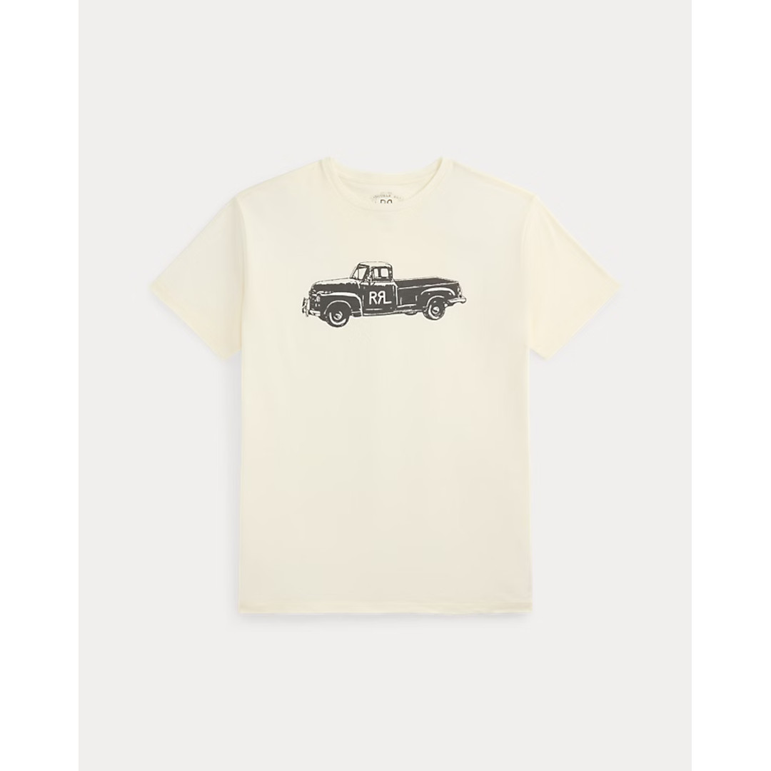RRL | ダブルアールエル TRACK T-SHIRT PAPER WHITE / 100 (MNRRTSH1N820023) 26SS 26春夏 トップス Tシャツ 半袖 クルーネック トラック プリント コットンジャージー ウォッシュ加工