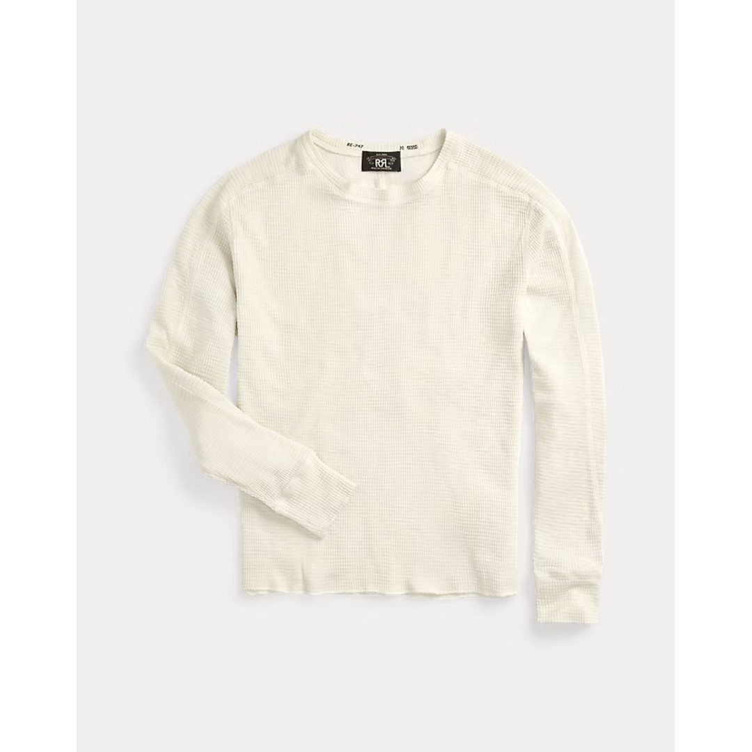 RRL | ダブルアールエル WAFFLE KNIT CREW NECK  PAPER WHITE  / 100 (MNRRKNI16820012) 26SS 26春夏 トップス ワーヘル編み物 ロング衣袂 ティーシャツ 長袖