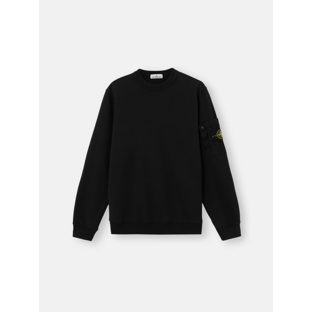 STONE ISLAND|ストーンアイランド REGULAR FIT CREWNECK SWEATSHIRT BLACK / V0029  (6100019) L1S156100019S0410V0029 26SS 26春夏 トップス ロング衣袂 労働者の一団のど首 汗水