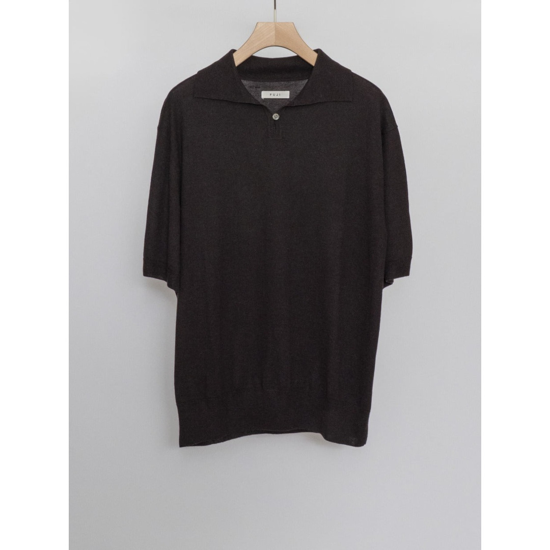 FUJI | フジ SILK CASHMERE S/S SKIPPER POLO  BROWN (JO26-MT006-SI) 新入荷 トップス ニット シルク カシミア シルクカシミア  ショートスリーブ 半袖 スキッパー ポロ スキッパーポロ