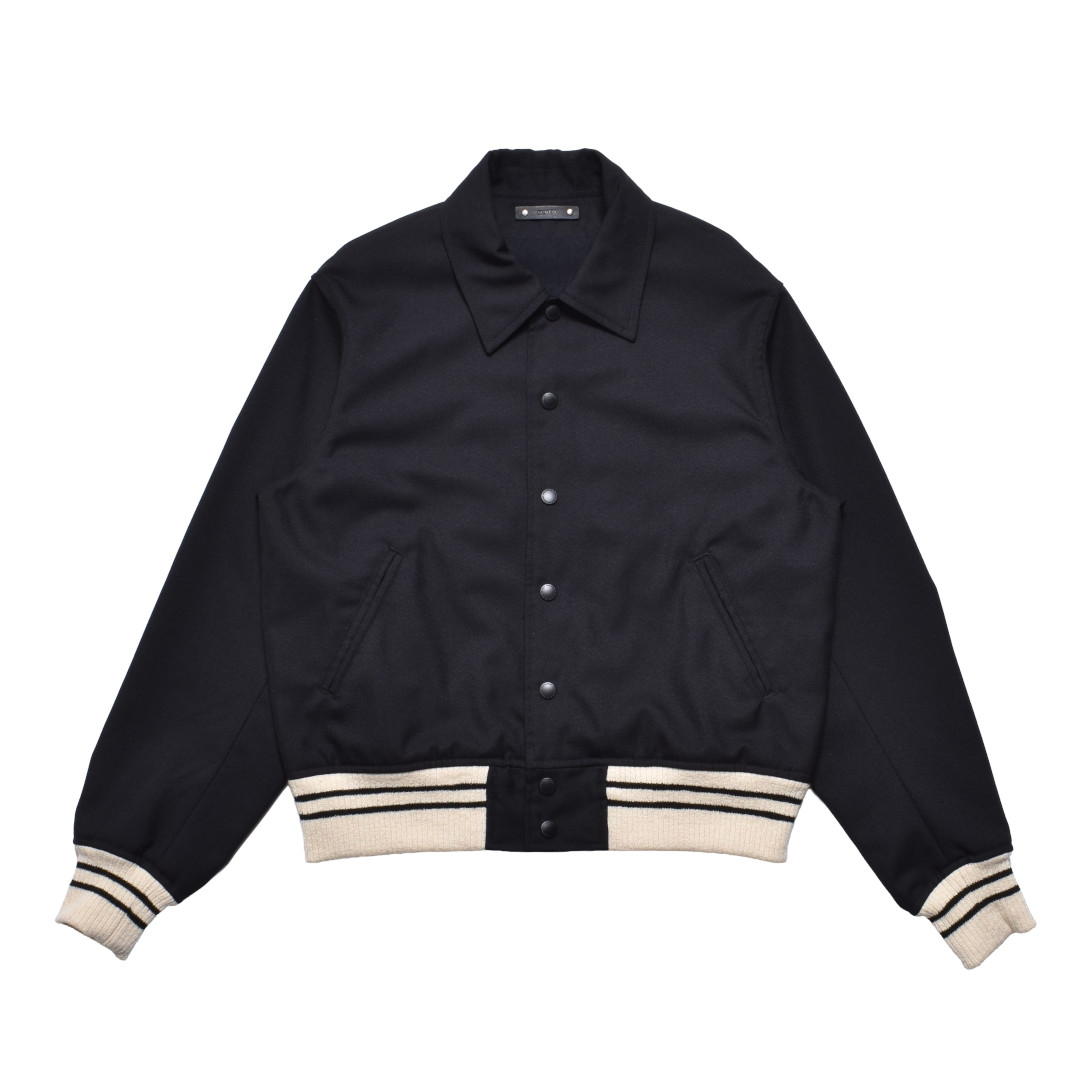 MINEDENIM | マインデニム MC PE.Wool Twill Athletic Blouson BLACK (2603-8003) 26SS 26春夏 アウター ジャケット ブルゾン スタジアムジャケット レオパード ジャカード