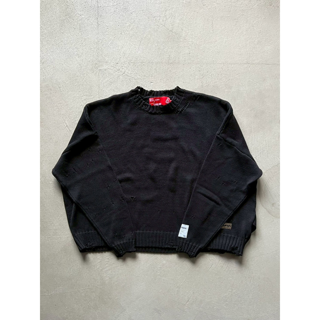 MAISON CASANOVA | 住みか カサノバ Cropped Damage Knit2 BLACK    26SS 26春夏 トップス 編み物 クロップド 不都合