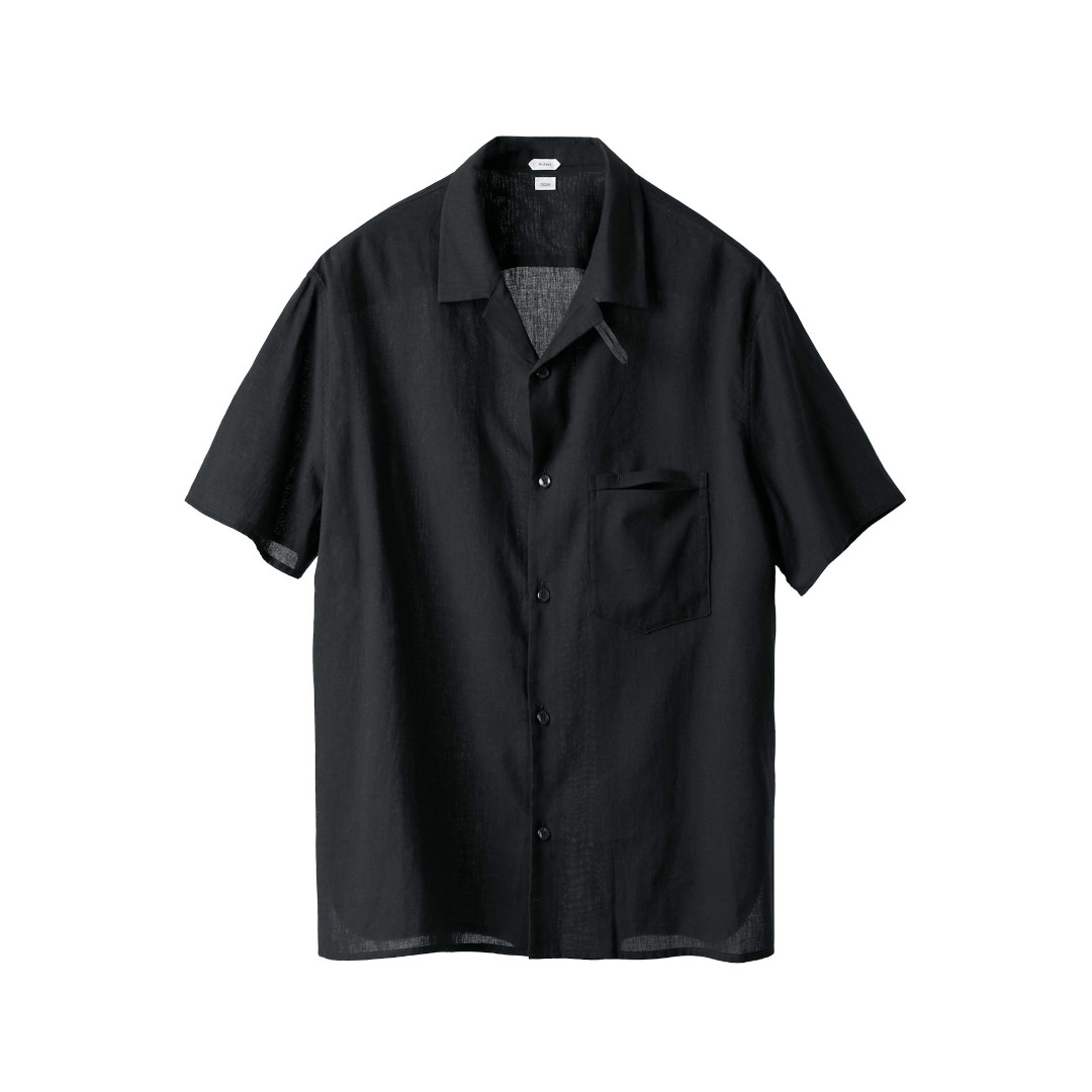 POST ARCHIVE FACTION (PAF) |ポストアーカイブファクション Vacation Shirt (Archive)  BLACK  (A2-109) 26SS 26春夏 プルオーバー 開襟 明けひろげ色合い 半袖 遊撃手衣手 二分の一衣手