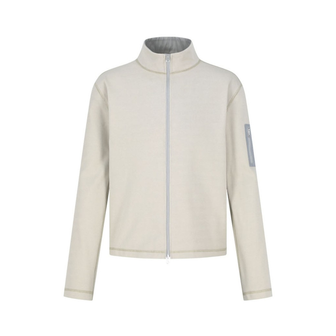 AMOMENTO | アモーメント POCKET ZIP UP JUMPER BEIGE (AM26SSM08JP) 26SS 26春夏 ジャケット アウター コットンジャージー ハイネック ジップアップ ダブルジップ ジップアップ｜セレクトショップ　モンドジャコモ