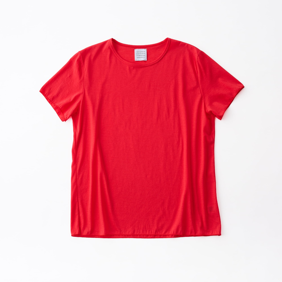 ＼全品P10倍！4/4(土)20時～／ GOOD PEOPLE GOOD STITCHING GOOD PRODUCT | GGG Fresca Zero Jersey Crew Neck Short Sleeve T PINK RED (02-01-1853) 26SS 26春夏 トップス Tシャツ クルーネック ショートスリーブ シアー