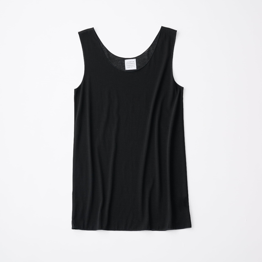 GOOD PEOPLE GOOD STITCHING GOOD PRODUCT|GGG Fresca Zero Jersey No Sleeve T  BLACK (02-01-1151) 26SS トップス シアー 貯蔵タンクいの一番 ドライタッチ