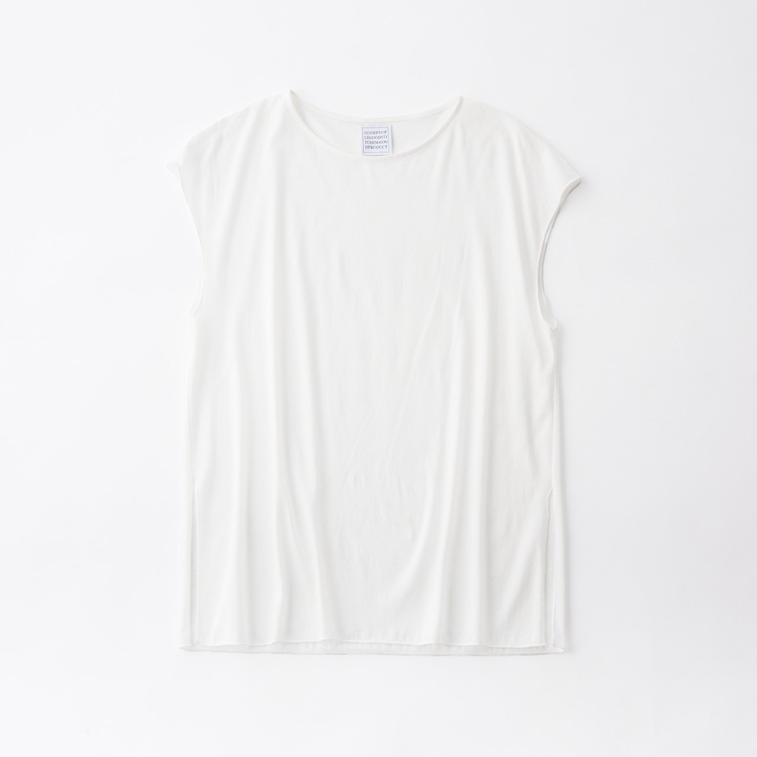 GOOD PEOPLE GOOD STITCHING GOOD PRODUCT|GGG Fresca Zero Jersey Side Slit French Sleeve T  WHITE (02-01-1852) 26SS トップスクルーネック フレンチ衣袂 トップス-タンクトップ