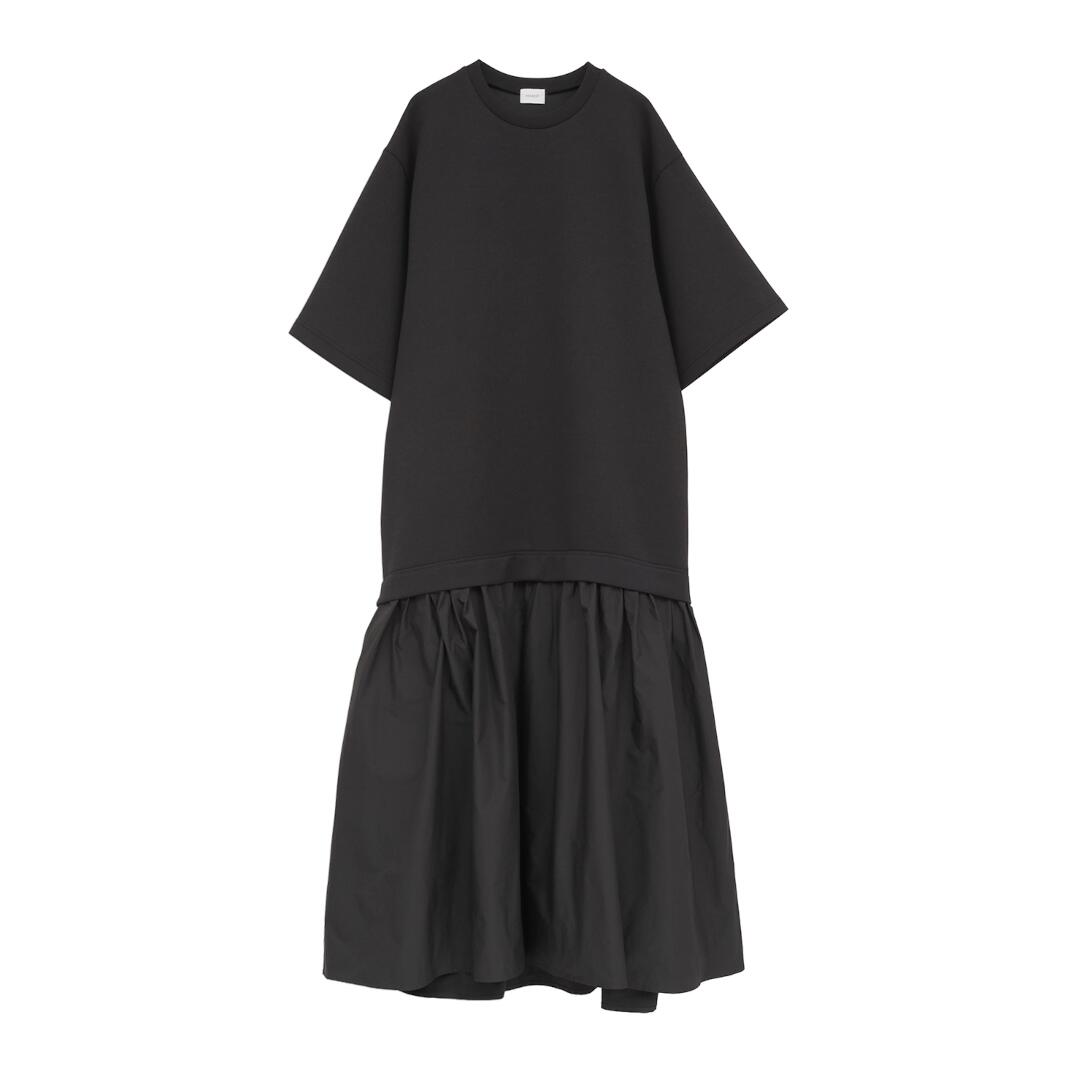MANOF 【マノフ】DOUBLE KNIT DOCKING ONE PIECE BLACK (80112-5073) 26春夏　26SS　ワンピース　　ドッキングワンピース