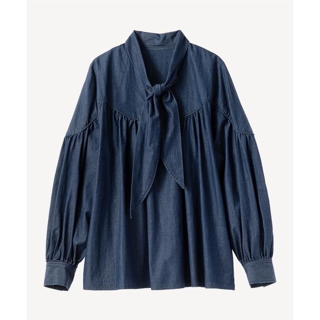 MUVEIL 【ミュベール】ボータイチュニックブラウス 64indigo (MA254FB001)　26SS 26春夏　ブラウス　ボータイチュニックブラウス