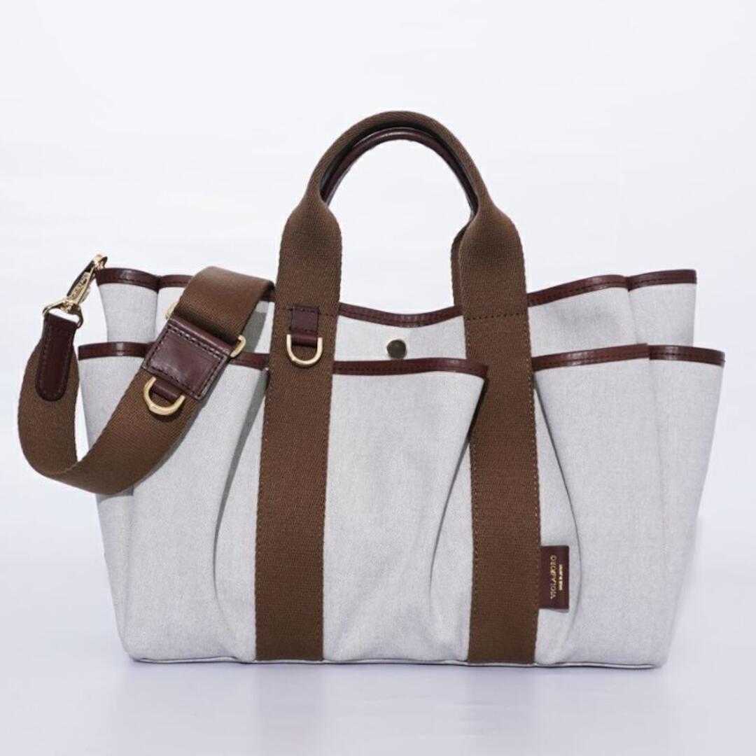VIOLAd’ORO【ヴィオラドーロ】帆布 なめし革 ガーデントートバッグ Canvas x Mocha CAMPER / V-2292  26SS 26春夏 トートバッグ