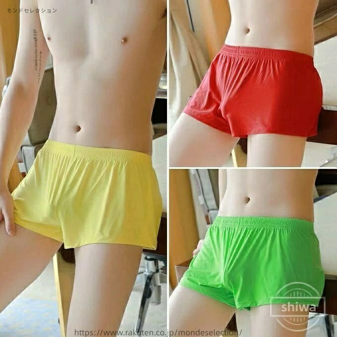 【送料無料】3分丈 男性用 ルームウェア アンダーウエア ショートパンツ 短パン ボクサーパンツ ローライズ アイスシルク