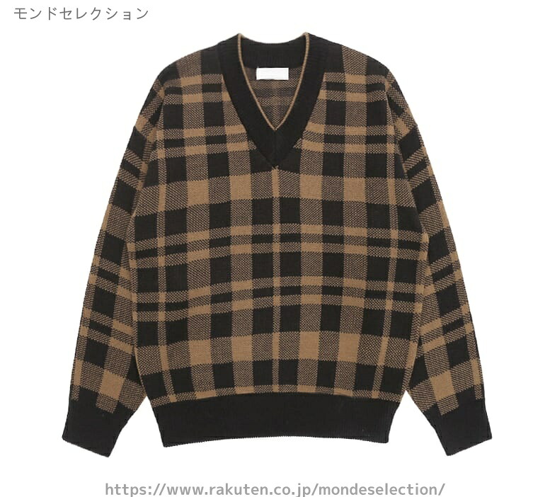 【送料無料】トップス 上着 人気 おすすめ おしゃれ お洒落 激安 安い プチプラ ニット セーター 長袖 ロング Vネック チェック