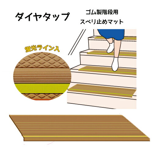 ダイヤタップ 階段用すべり止めマット ゴム製 幅50&times;奥行き20cm（折り曲げ部1.3cm）14枚セット 【シンエイテクノ】【介護用品】【階段】【すべり止め マット】｜買いもんどころ
