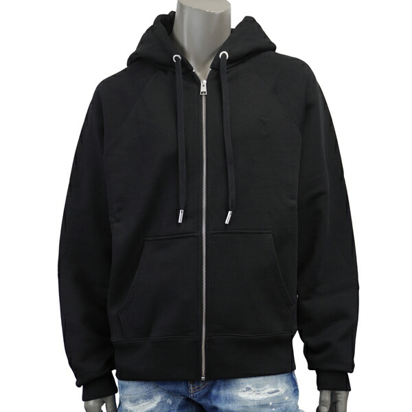 AMI Alexandre Mattiussi アミ アレクサンドロ マテュッシ AMI DE COEUR HOODIE エンボス ロゴ ジップ パーカー ユニセックス USW759.747 001 |MONDOROBE 店