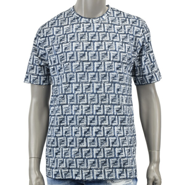 楽天市場】フェンディ FENDI ブルー FFコットン Tシャツ FY0936