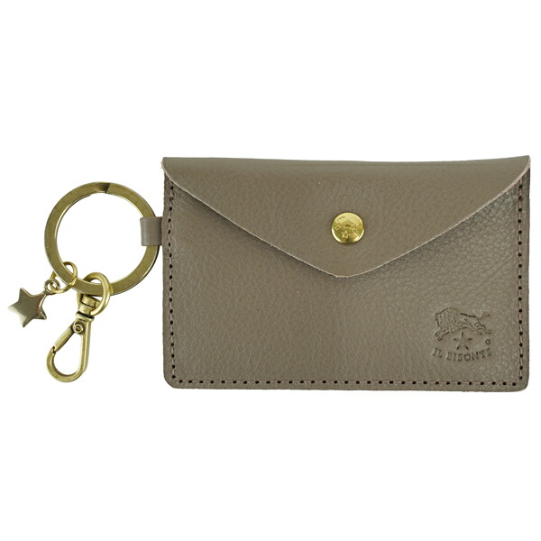 IL BISONTE イルビゾンテ KEY HOLDER キーリング付き　 カードケース　 SKH042 PV0005 GY103B/Tortora ｜MONDOROBE 店