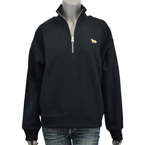 MAISON KITSUNE メゾンキツネ  BABY FOX 刺しゅう継ぎ切れ ハーフジップ 調教師  PW00308KM0341  P199