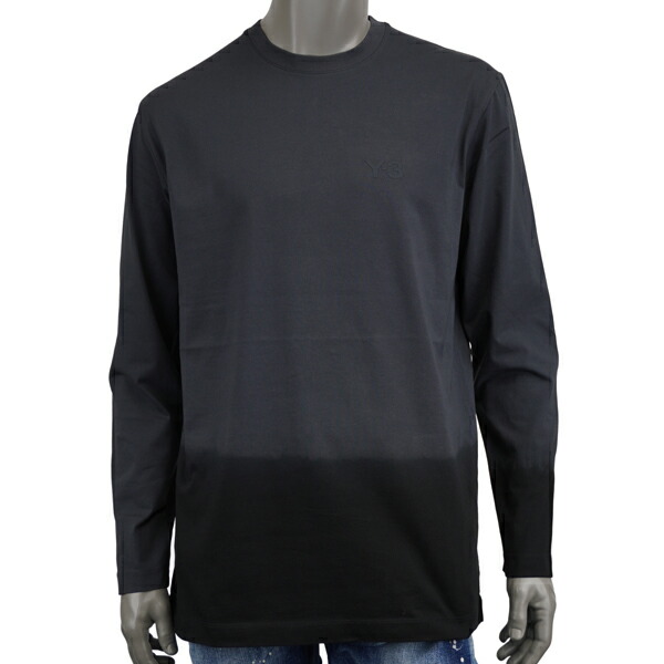 Y-3 ワイスリー DIPPED LONG SLEEVE TEE/バイカラー 長袖Tシャツ ロンT KQ9780 NIGHT GREY ｜MONDOROBE 店