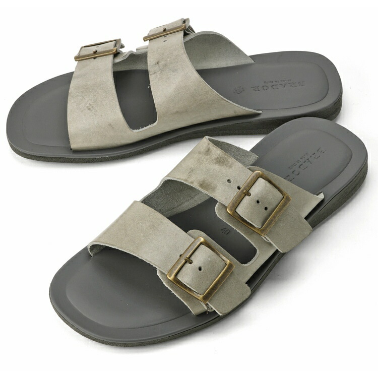 ブラドール Brador 皮革サンダル グレー バックル サンダル メンズ イタリア 大き目のバックルがポイントのイタリア製レザーサンダル Kossacklaw Com