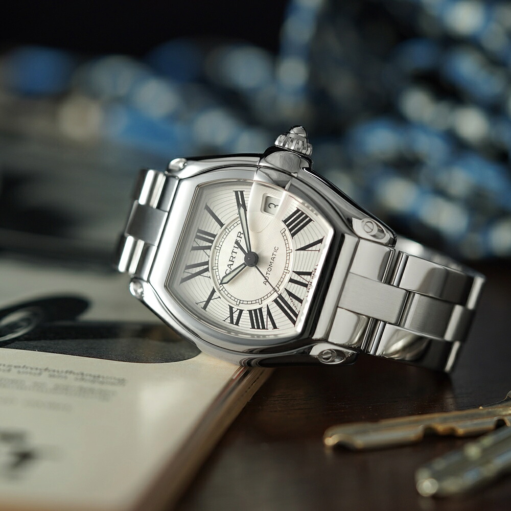 【中古】カルティエ ロードスター Cartier Roadster 2510 ローマン インデックス シルバー 腕時計 自動巻き ステンレス ヴィンテージ ウォッチ 時計 メンズ 美品 スポーティー ラグスポ 【OH済】