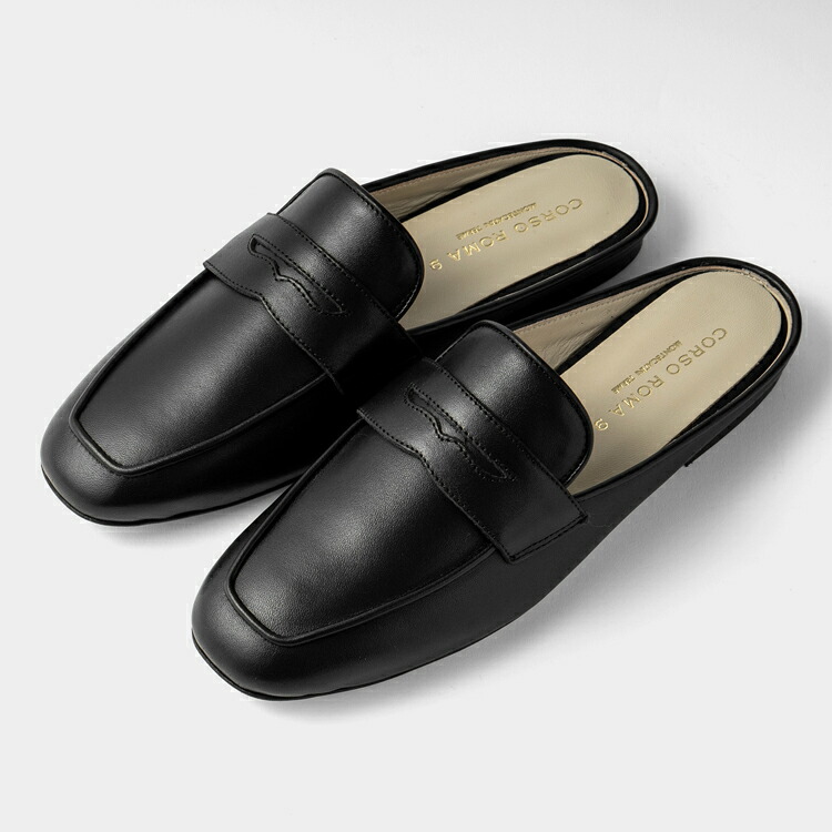 コルソローマ 9 CORSO ROMA 9 ミュール ローファー PAOLA5030 レザー NERO ブラック CALI コルソローマノーベ BLACK サボ ローヒール フラットシューズ ぺたんこ レディース シンプル 大人 本革 革靴 レザーシューズ オフィス かわいい おしゃれ きれいめ ブランド