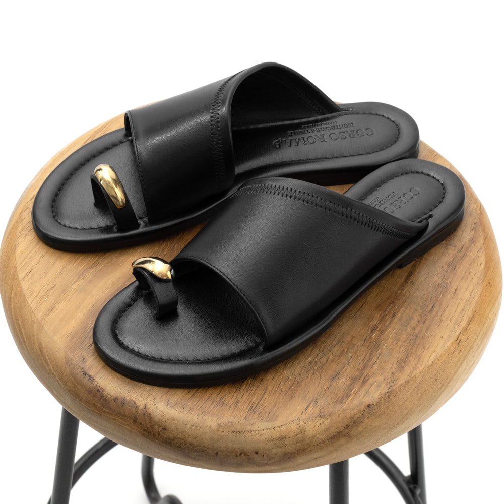 コルソローマ 9 CORSO ROMA 9 サンダル 232 レザー サンダル トングサンダル ブラック 黒 NERO フラット ぺたんこ ストラップ コルソローマノーベ クッションインソール レディース レディースサンダル 春夏 夏 歩きやすい 大人 本革 ブランド品 上品 高級感|GRANDPERE(グランペル)