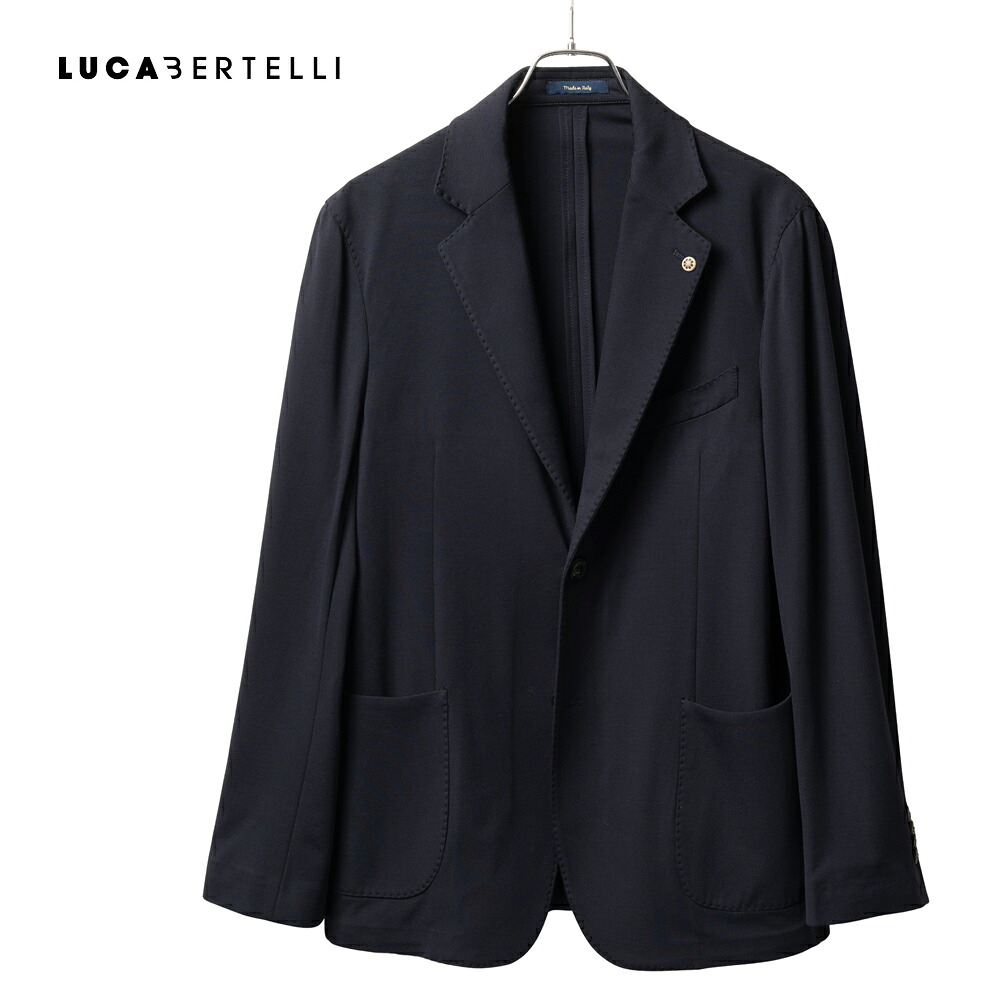 ルカベルテッリ LUCA BERTELLI G41610J ジャケット シングル セットアップ対応 オーバーサイズ ビッグシルエット テーラードジャケット オールシーズン 秋 冬 春 夏 ネイビー ビジネス カジュアル メンズ イタリア おしゃれ 大きいサイズ 軽量 ストレッチ