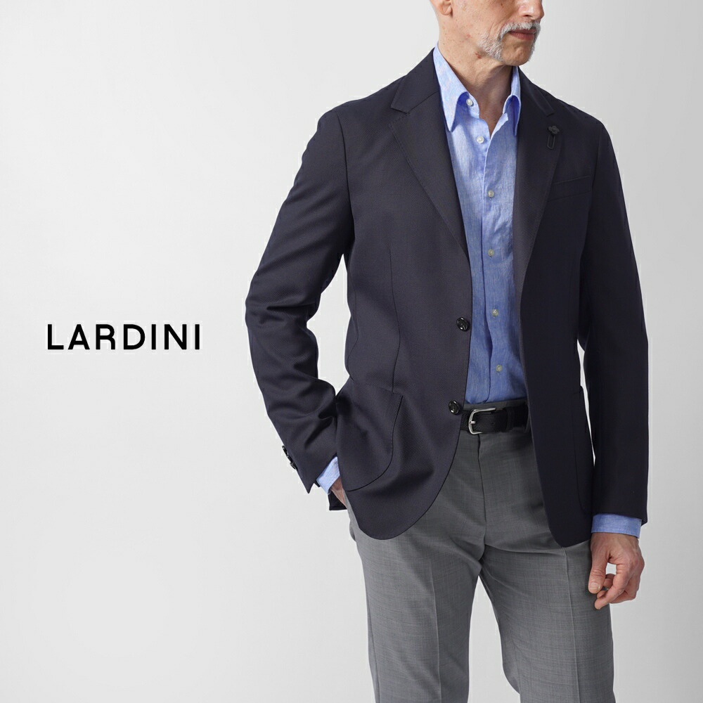 美品 LARDINI ダークネイビー チェック テーラードジャケット 42 LARDINI【ラルディーニ】[春夏] シャドーチェック ダブルブレスト