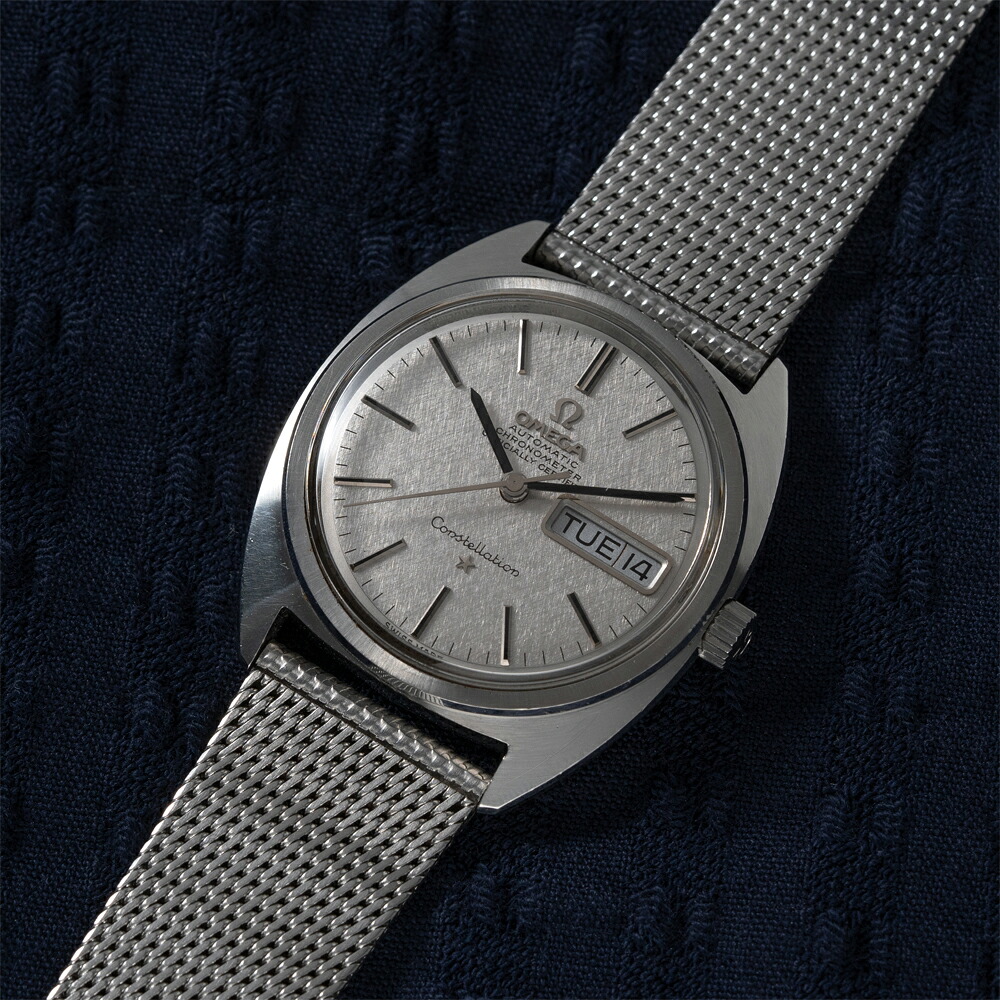 【中古】オメガ コンステレーション OMEGA Constellation 168.019 Cライン ジェラルドジェンタ cal.751 リネンダイヤル コンステ SS オメガ製メッシュブレス 腕時計 ヴィンテージ ウォッチ アンティーク 時計 自動巻 機械式 自動 メンズ 機械式時計 OH済【非防水】|GRANDPERE(グランペル)