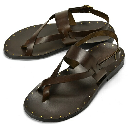 好評 サンダルスファクトリー Sandals Factory レザーサンダル M7172 ダークブラウン スタッズ メンズ イタリア インポート 保障できる Timesofbahrain Com