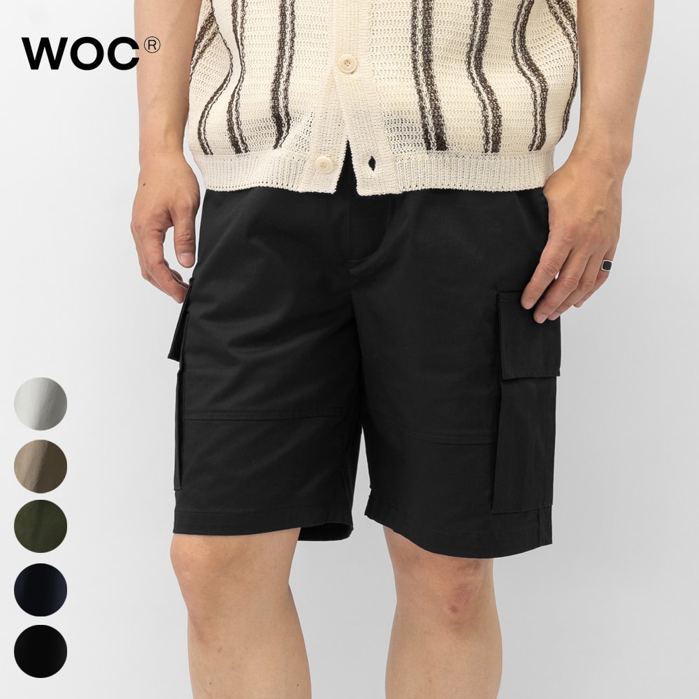 WOC ウォック ショーツ カーゴ イージーショーツ CITTA DEL CAPO SHORT 026SH097GB ハーフパンツ コットン 軽量 イージーパンツ ストレッチ パンツ メンズ イタリア ブラック ネイビー ライトグレー カーキ ベージュ ウエストゴム カジュアル 春 夏 おしゃれ スポーティー|GRANDPERE(グランペル)