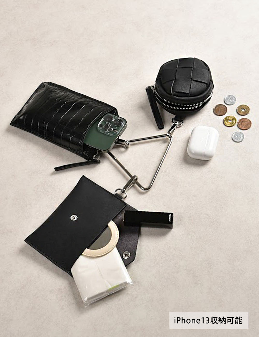 ♥️【新品】ami スマホショルダーバッグ iPhone15Pro3点セット♥️ スマホショルダー マルチショルダーバッグ スマホポーチ