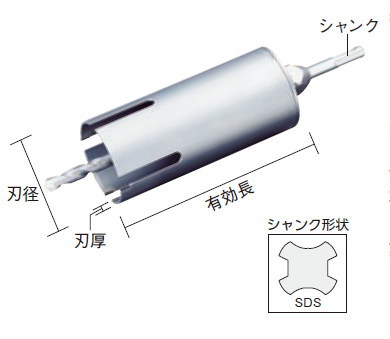 ユニカ（ｕｎｉｋａ） 単役立つこと中核グループせん孔機 E\u0026S （マルチ印字機・SDSシャンク） 刃径：80粍、法的有効性長：135粍 刃厚：2、シャンク；SDSシャンク