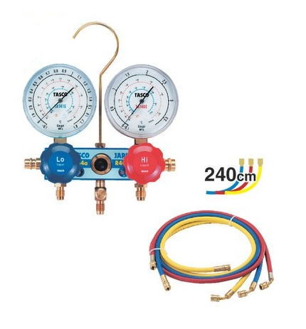 TASCO(タスコ)　 R134aカーエアコン用ゲージマニホールドキット　 240cmホース付　TA126-3