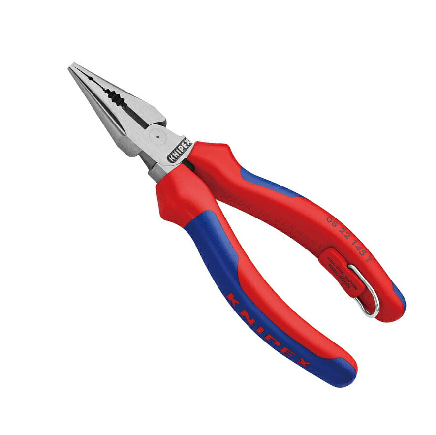 KNIPEX(クニペックス)　 ニードルノズルペンチ(BK)　 落下防止　0822-145TBK