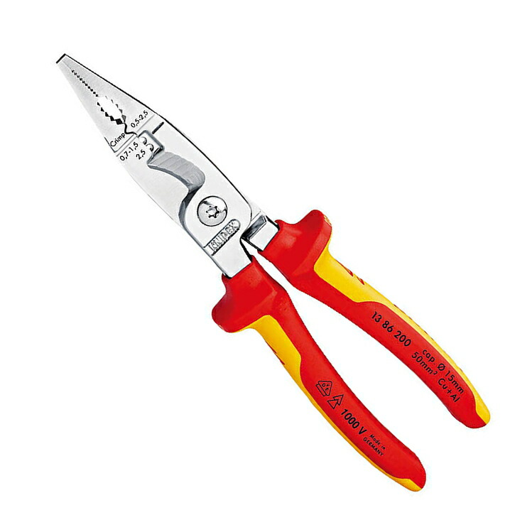 KNIPEX(クニペックス)　 絶縁エレクトロプライヤー　1000V　 200mm　1386-200
