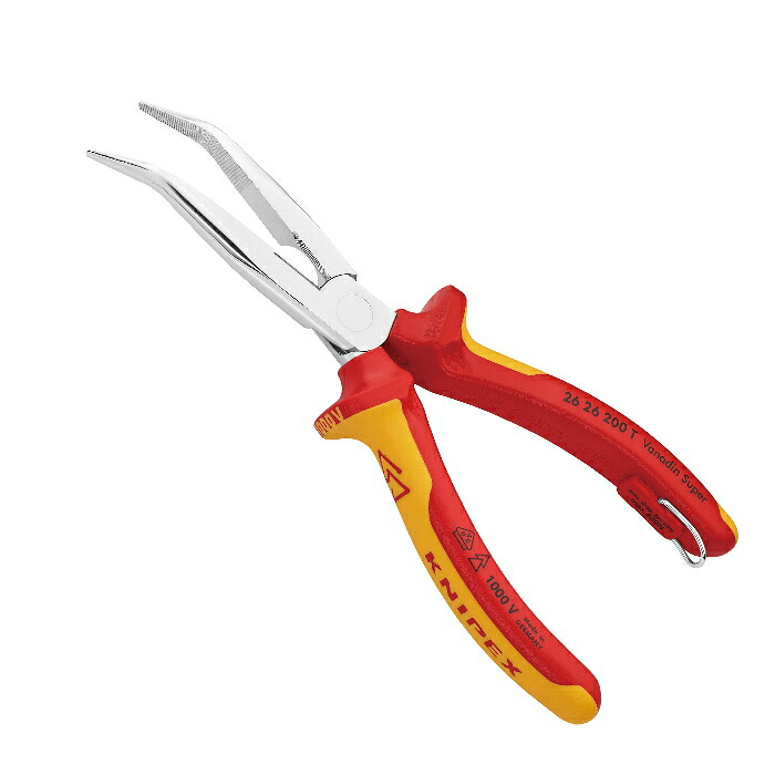 KNIPEX(クニペックス)　 絶縁先曲がりラジオペンチ　 落下防止　200mm　2626-200TBK