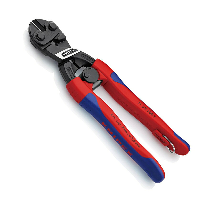 KNIPEX(クニペックス)　小型クリッパー(バネ付き)　落下防止　7132-200TBK｜工具のお店　モンジュＳＨＯＰ