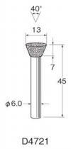 Leutor(リューター) 軸付電着 ダイヤモンド砥石 φ13×7　40°