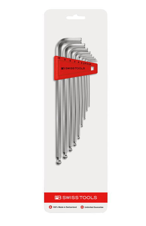 PB SWISS TOOLS　 ホールドリング付 ロング六角棒レンチセット 9本組　212LRH-10CN