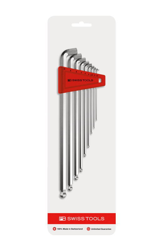 PB SWISS TOOLS　ショートヘッドボール付ロング六角棒レンチセット9本組　2212LH-10CN｜工具のお店　モンジュＳＨＯＰ