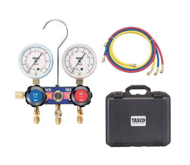 TASCO（タスコ） R410A/R32用サイトグラス付ゲージマニホールドセット　 150cmホース付　TA122F-2